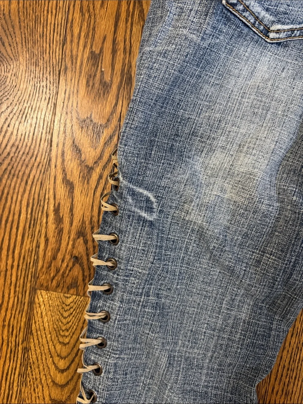 Vintage Y2K Zanadi Premium Lace-Up Side Low Rise Skinny Jeans Size 7 | 28x29